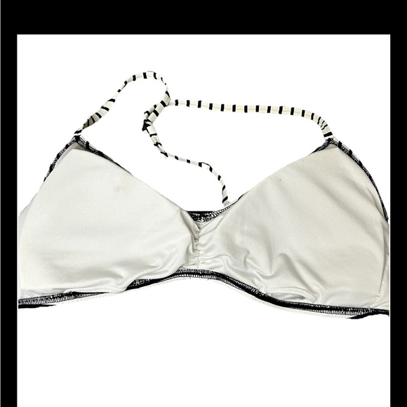 Victoria Secret Black & White Striped Ruched Halter Crop Top XL - Picture 4 of 8